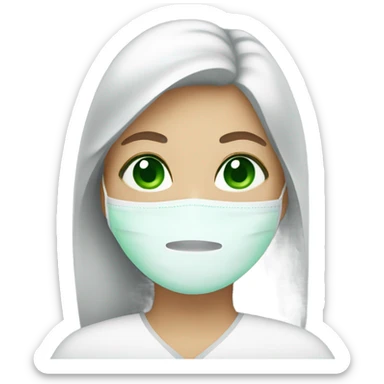 Lady with face mask and green eyes spa beauty full face relaxing sticker
