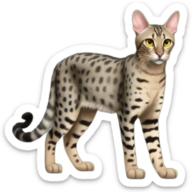 Savannah Cat Full Body grey head down prowling sticker