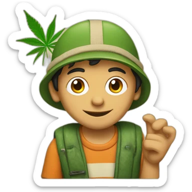 El chavo holds cannabis sticker