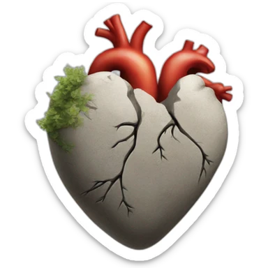 Realistic heart rock sticker