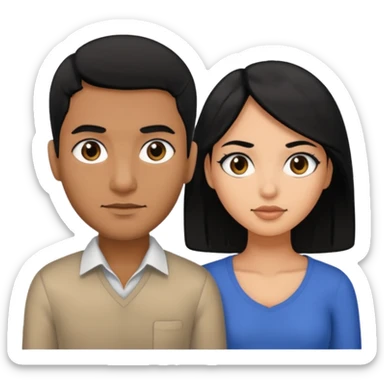A brown man with black hair black eyes and woman with black hair black eyes sticker