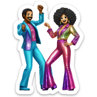 man and woman disco sticker