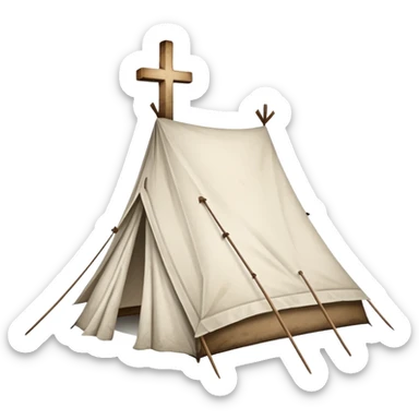 tent with a cross sticker