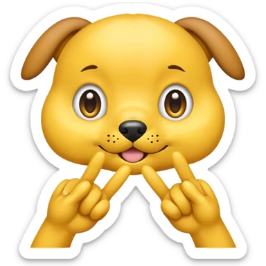 yellow emoji with puppy eyes and two finger pointing at one another finger sticker