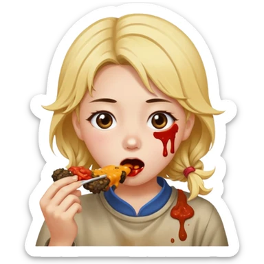 Girl eating muck bang sticker