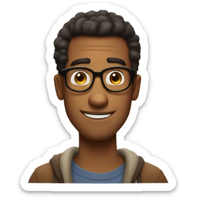 a guy in eyeglass pixar style smirking sticker