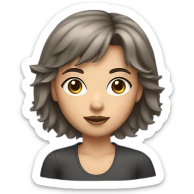 Girl with wolf cut hair and big eyes sticker