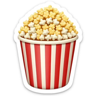 Popcorn in a striped cup with a TV sticker