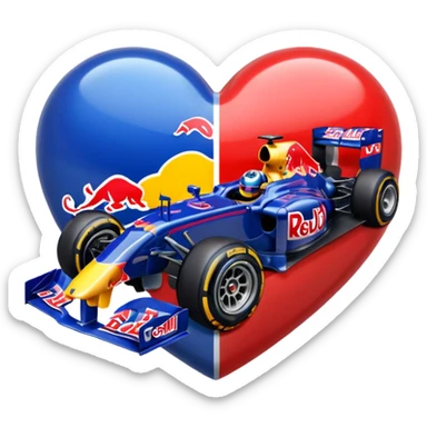 adentro de un corazon quiero un carro de Formula 1 estilo RedBull, quiero que el monoplaza este dentro de un corazon sticker