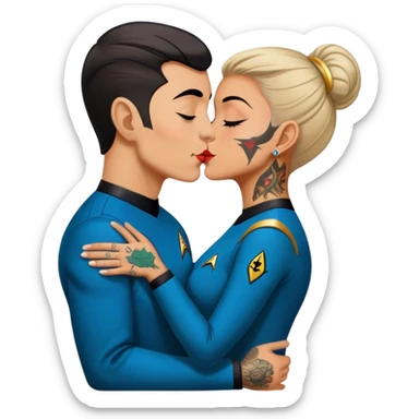 Star Trek officer with tattoos kissing sticker