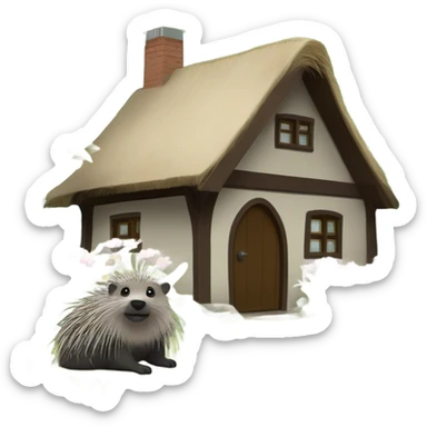 Cottage core cottage with porcupine  sticker