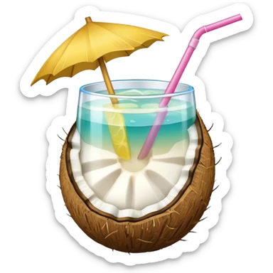 hawaii coconut drink with lemon sticker