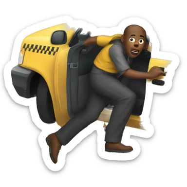 Person escaping by getting in cab sticker