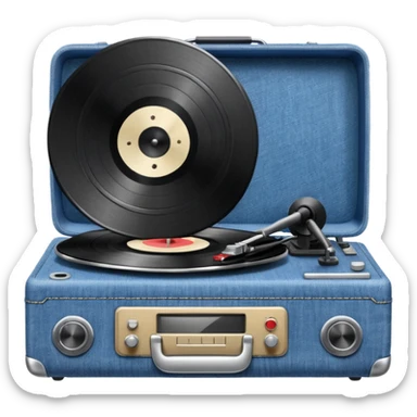 Denim record player sticker