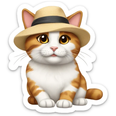 Calico cat wearing a hat sticker