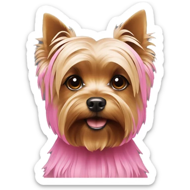 Yorkshire terrier with pink row sticker