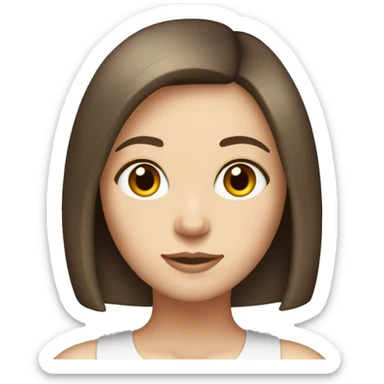 Brunette white girl with brown eyes and bob haircut sticker