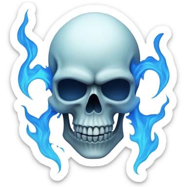 skull with blue flames sticker