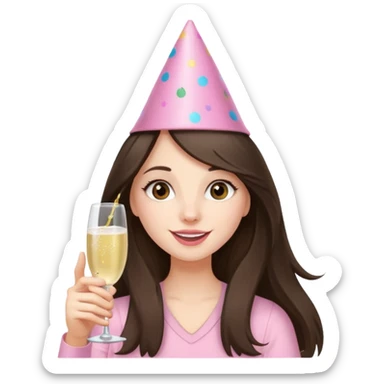 white happy long haired brunette girl in light pink at frat party sticker