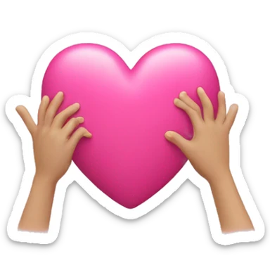 pink heart with hands sticker