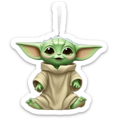 Baby Yoda take a shower sticker