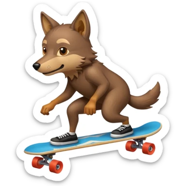 Um lobo marrom andando de skate sticker