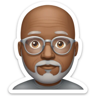 Bald mature Black male with Grey goatee and light glasses sticker
