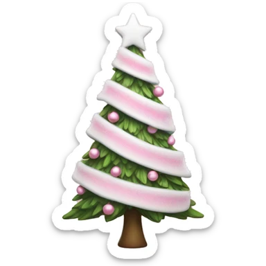 pink and white christmas tree sticker