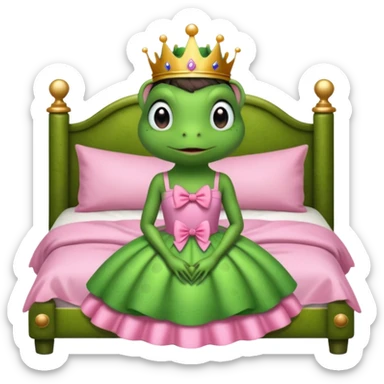 princess frog on bed pink bow with a pink dress cute girly pop sticker