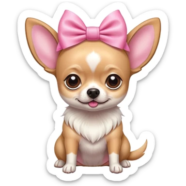 Light chihuahua with big pink bow on head sticker