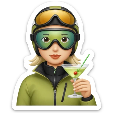 Skier martini sticker