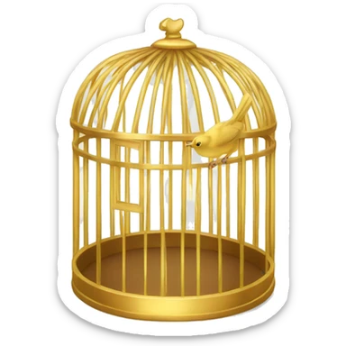 empty gold bird cage sticker