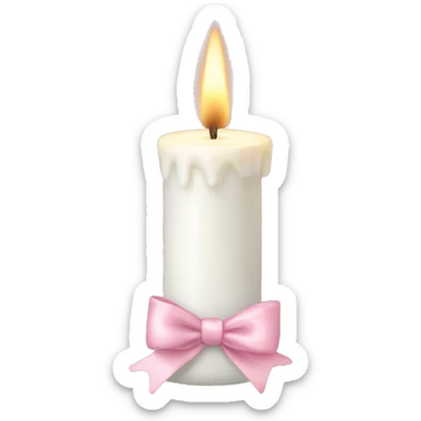 White candle with Pastell pink bow sticker
