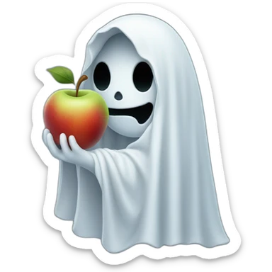 the ghost holding an apple sticker