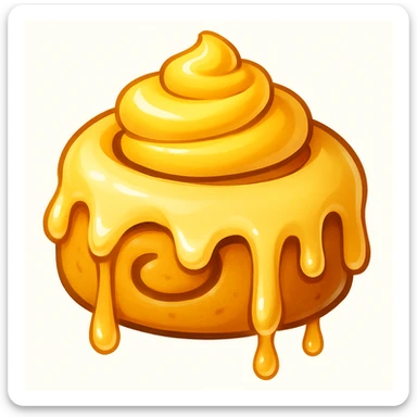 Reimagine this emoji in a new creative way, keeping the same yellow and cream colors. Keep the overall vibe playful and appealing. sticker