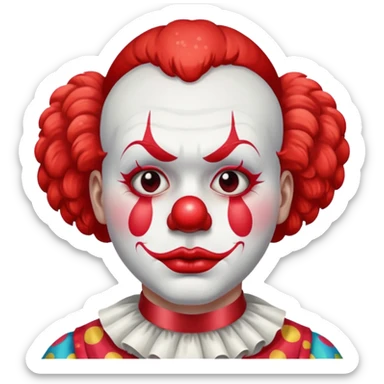 red glitter clown with the sad facial expression sticker