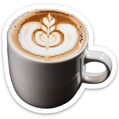 cappuccino in a mug with visible foam sticker