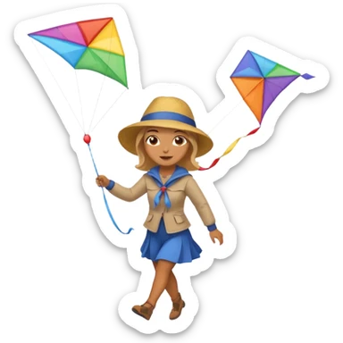 women with kite,Kite Flyers, big kite. sticker