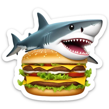 Shark eating a cheeseburger  sticker