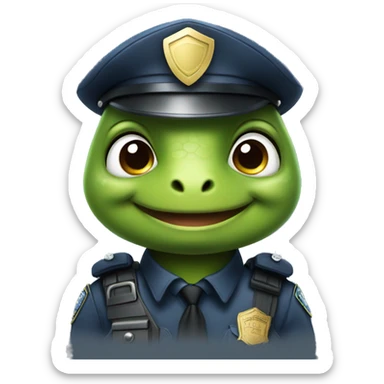 cute turtle policeman sticker