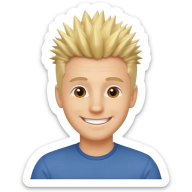 fat spiky haired happy man blonde sticker