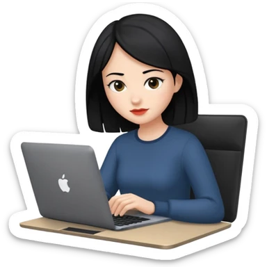 macbook black long hair beauty  sticker