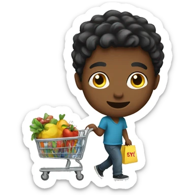 Boy going shopping  sticker