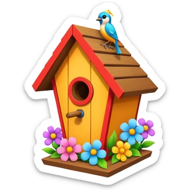 Birdhouse with flowers sticker
