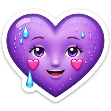 Sideways Glittery purple heart, tears of laughter  sticker