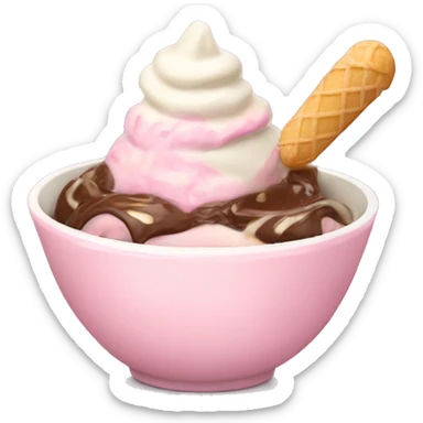 Pale pink Coquette bowl with ice cream sticker