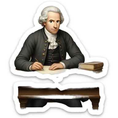 white man writer on table 18 century sticker