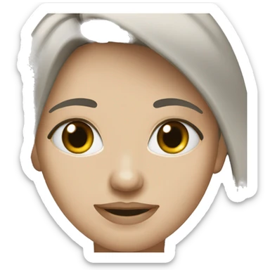 Девочка с  черными волосами, бледно белое лицо, голубые глаза, в розовой кофточке с рисунком мишки на ней, показывает сердце  sticker