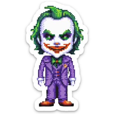 Joker character in pixel art style sticker
