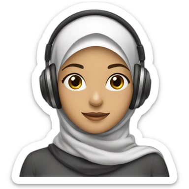 hijab girl with headphone sticker